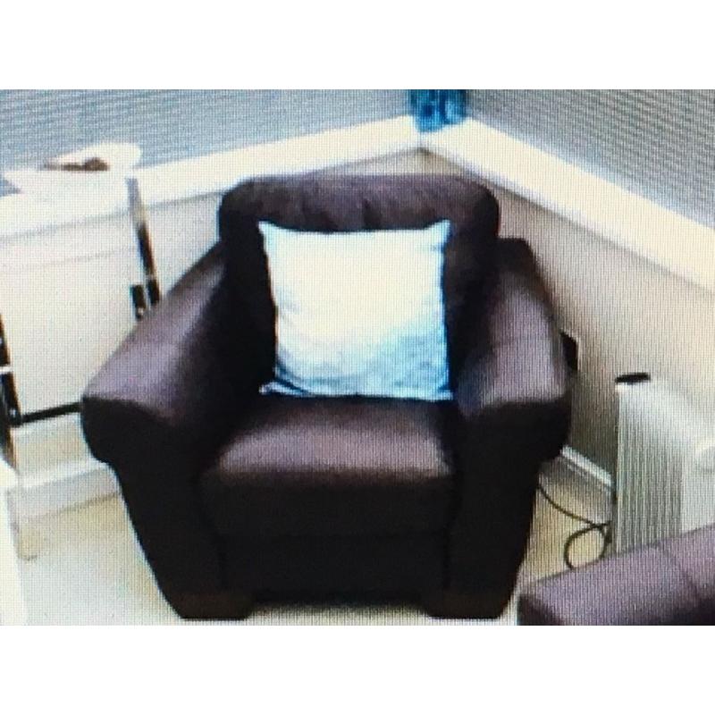 Brown Leather Suite, L shape 3 seater & chair