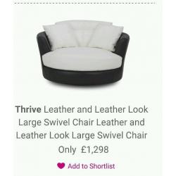 DFS Thrive: Leather Swivel Cudle Chair And Foot Stool...