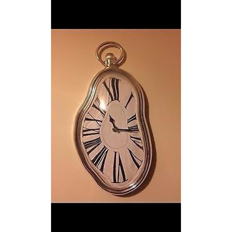 Silver Melted Effect Clock For Sale