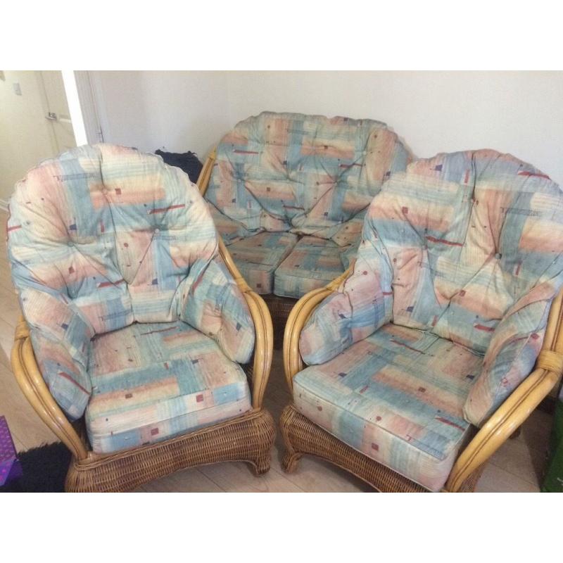 Wicker 2 seater + two 1 seaters