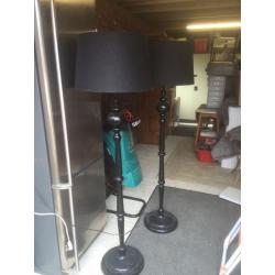 2 X electric lights black lamp shades all fully working.