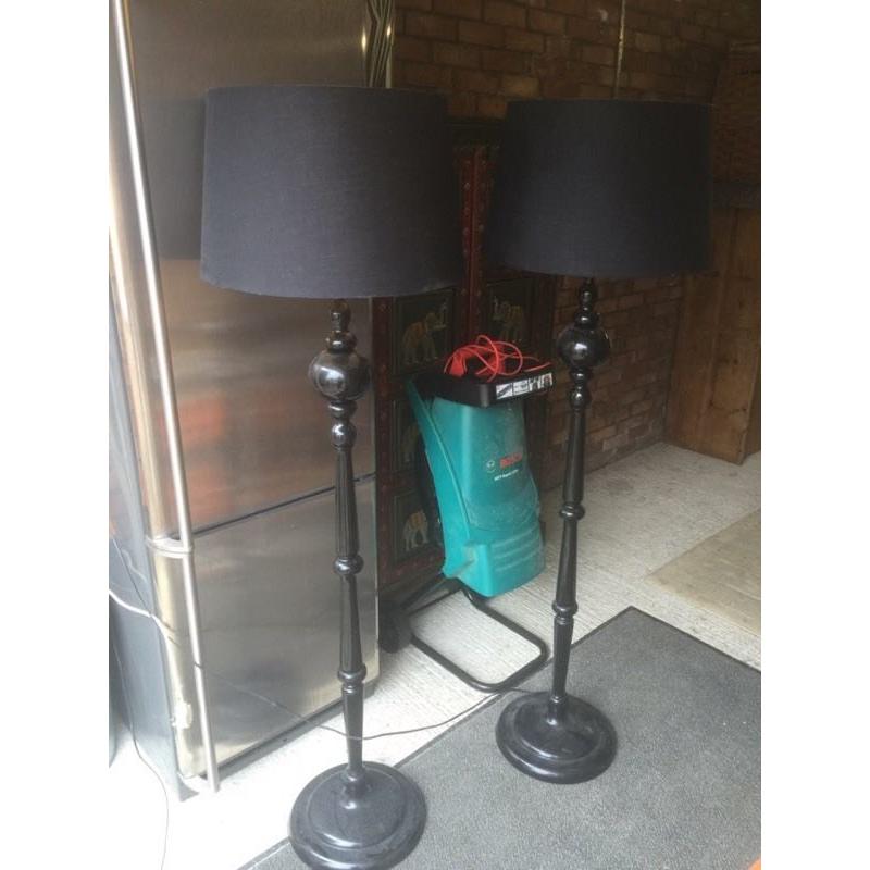 2 X electric lights black lamp shades all fully working.