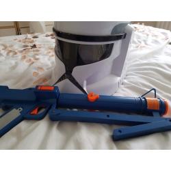 Star Wars Clone trooper helmet and blaster