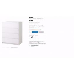 White Ikea Chest Of Drawers Less Than a Year Old