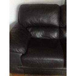 Reids leather sofas dark brown wooden feet