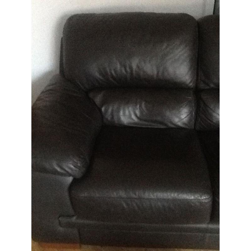 Reids leather sofas dark brown wooden feet