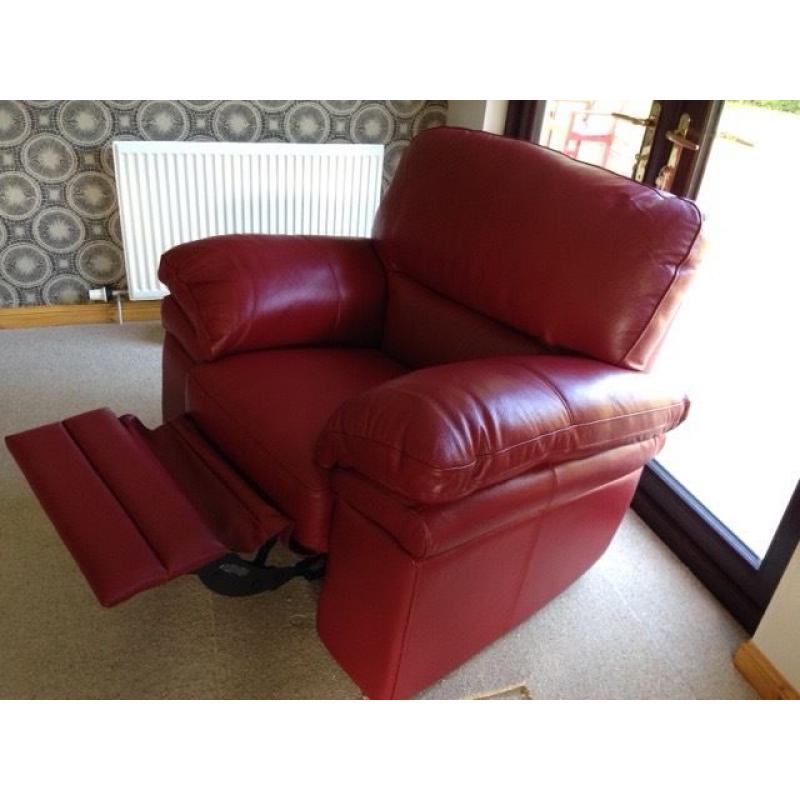 New red leather Taurus recliner chair