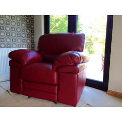 New red leather Taurus recliner chair