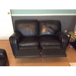 Leather 2 seater recliner sofa brown