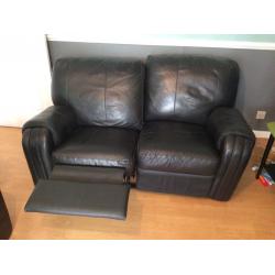 Leather 2 seater recliner sofa brown