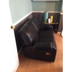 Leather 2 seater recliner sofa brown