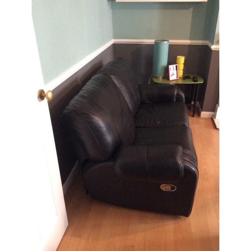 Leather 2 seater recliner sofa brown