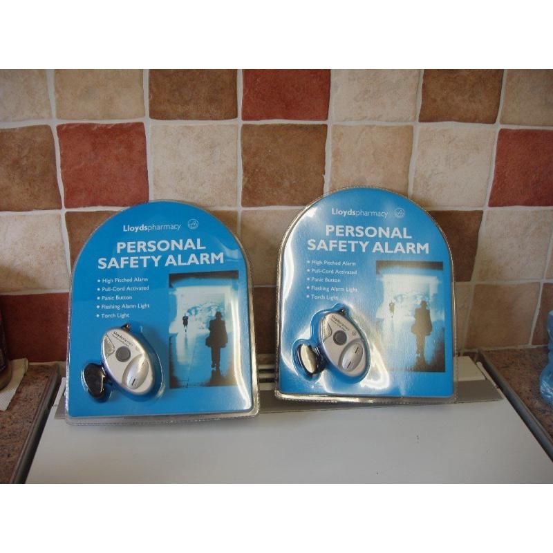 2 x Lloyds pharmacy personal safety alarms, batteries not included