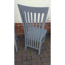 Pair of High Back Solid Wood Dining Chairs - Dark Grey