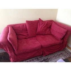 Sofa set: 3 seater, 2 seater sofa bed and pouffe