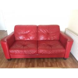 4 piece red leather sofas