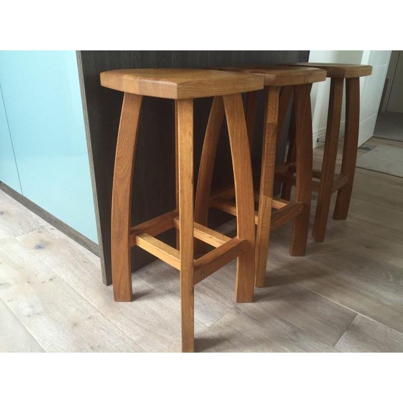 Three oak bar stools