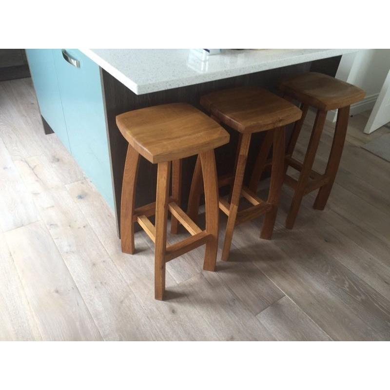 Three oak bar stools