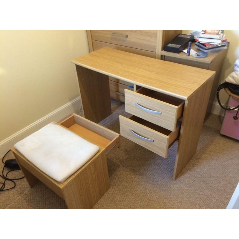 REDUCED oak dressing table with stool