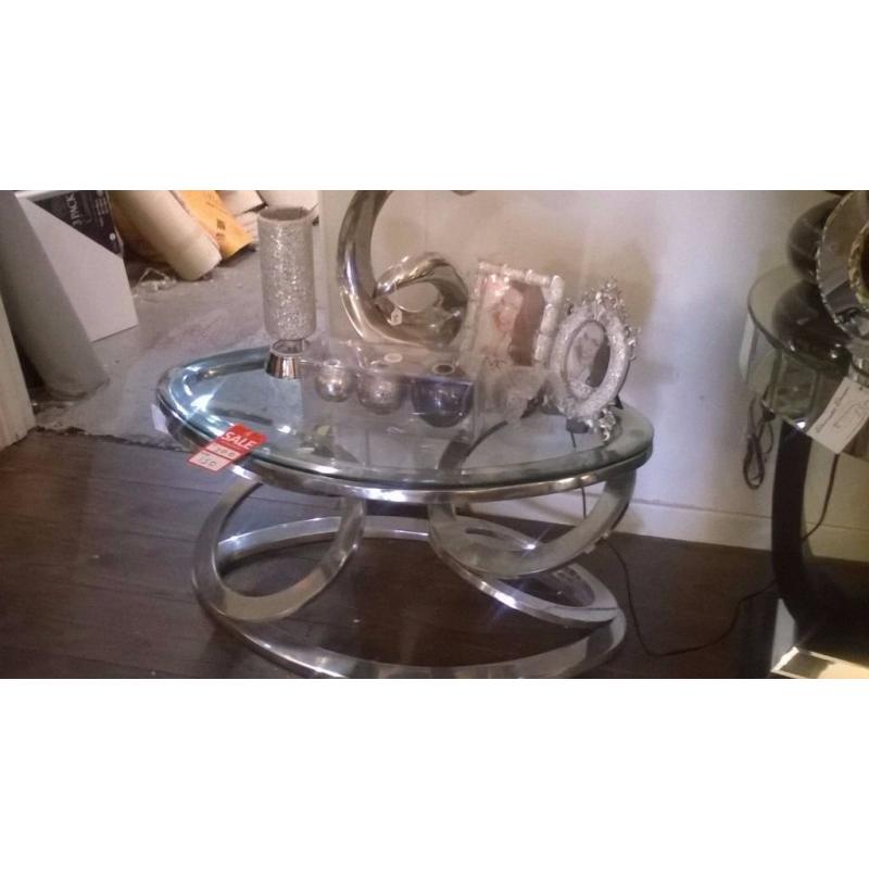 glass and chrome coffee table