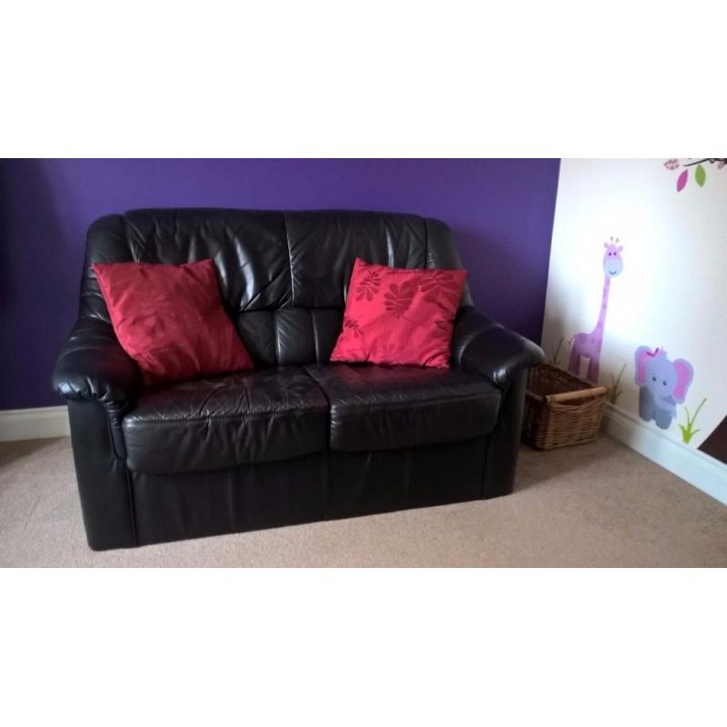 2 seater sofa + armchair - genuine leather black