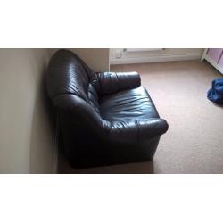 2 seater sofa + armchair - genuine leather black