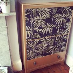 Lebus furniture / drawers / sideboard solid oak vintage retro rustic glam palm trees