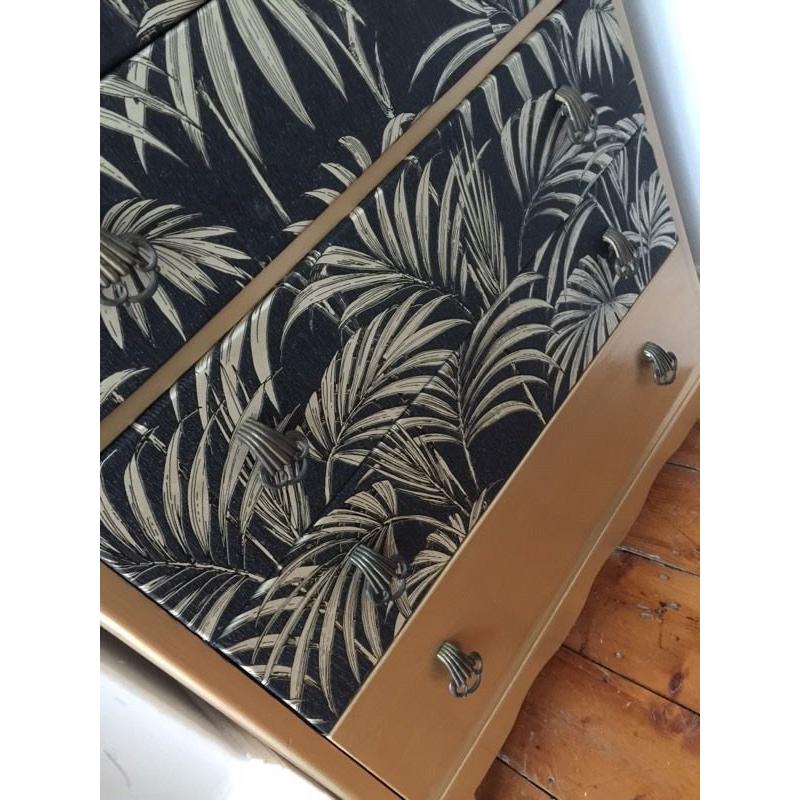 Lebus furniture / drawers / sideboard solid oak vintage retro rustic glam palm trees