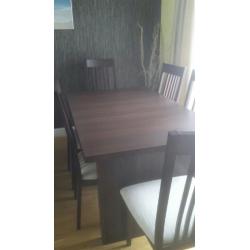 6 SEATER DINING TABLE EXTENDABLE AND CHAIRS MAHOGANY FINISH