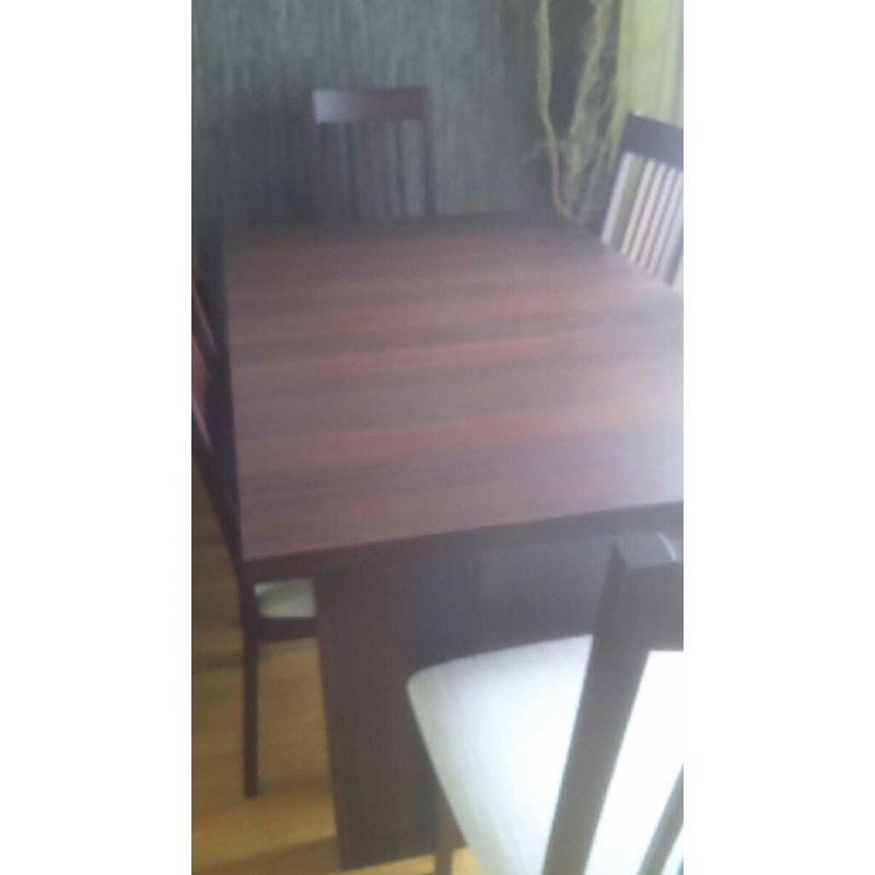 6 SEATER DINING TABLE EXTENDABLE AND CHAIRS MAHOGANY FINISH