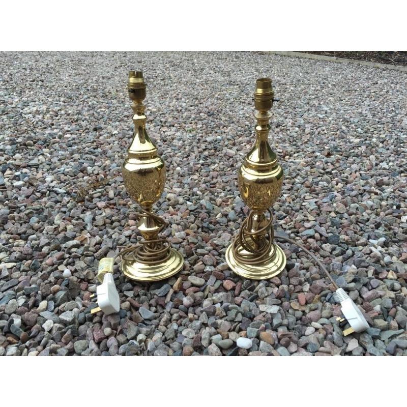 2 x Brass candlestick style bedside table lights