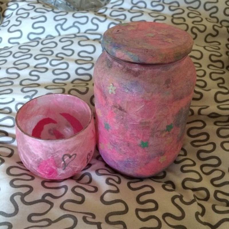 Handmade cute jar and candle holder