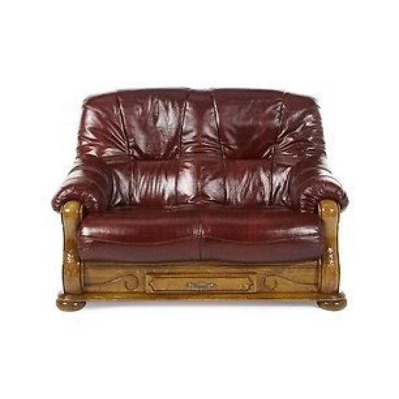 2 Two seater leather sofas plus footstool