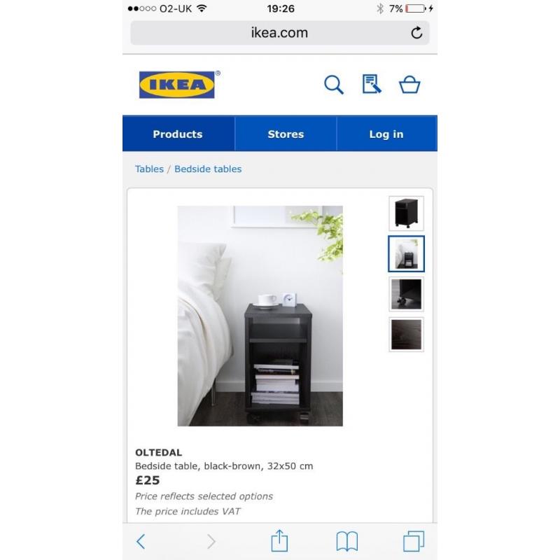 Two Ikea bedside tables for sale without wheels