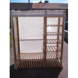 Large wooden framed canvas wardrobe