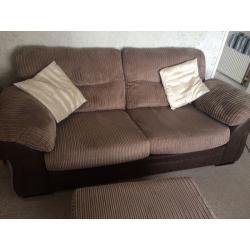 3 seater sofa, storage foot stool and arm chair