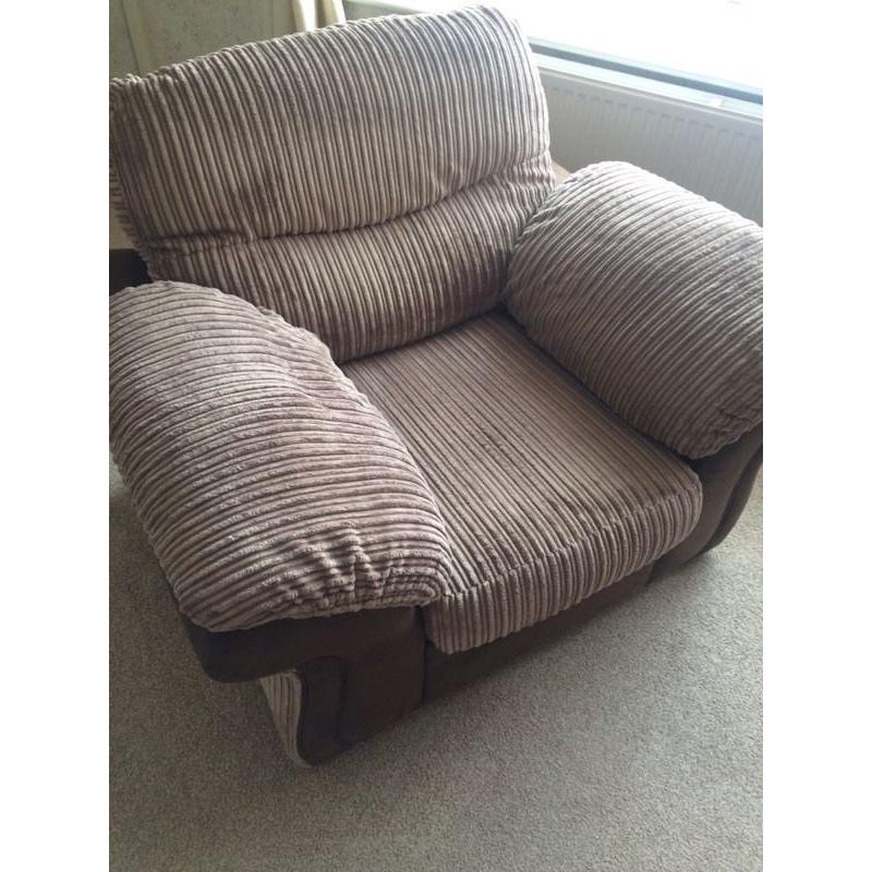 3 seater sofa, storage foot stool and arm chair