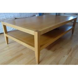 Heals Solid Oak Coffee Table. Large. 140cm x 80cm.