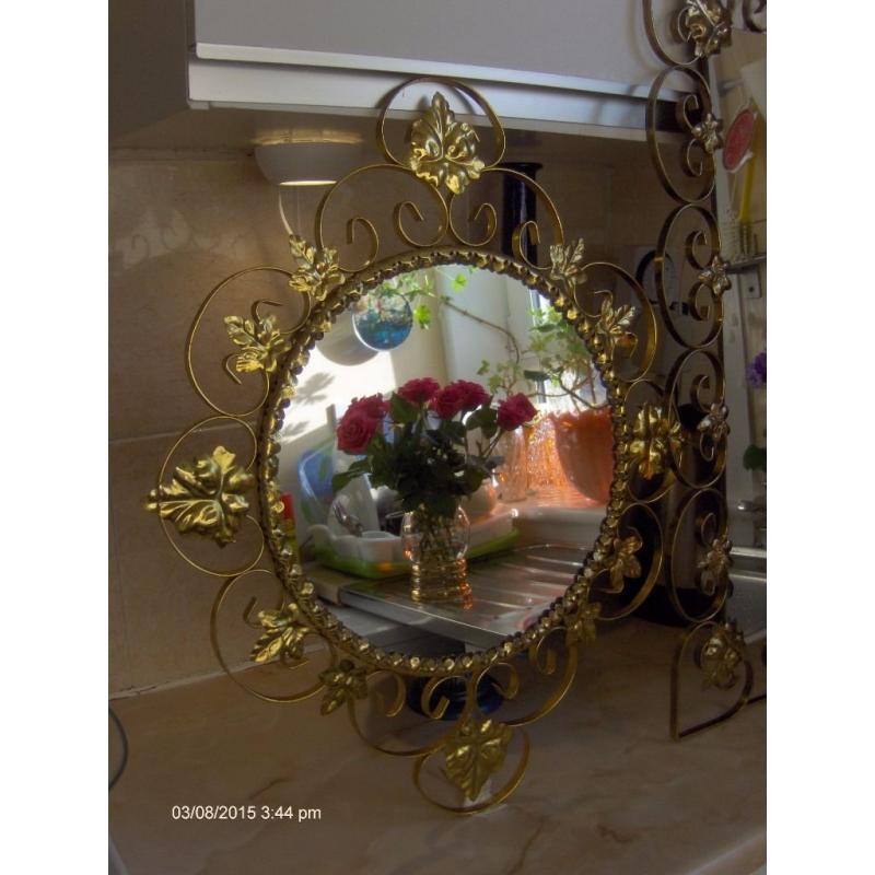 set of 2 vintage mirrors , wall mirrors in gold frame