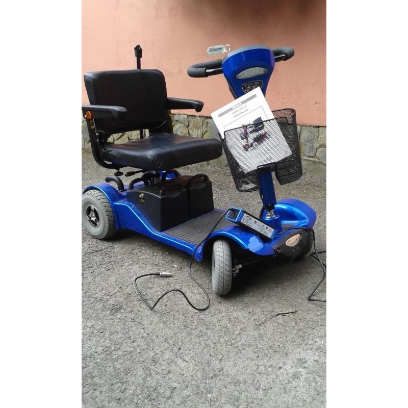 For Sale Sterling Sapphire 2 Mobility Scooter Used Twice Finished In Blue, In Very good Condition.