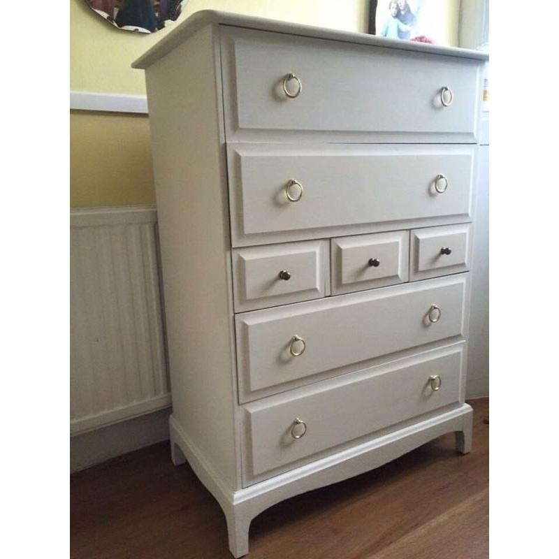 Up cycled Solid Mahogany Tall Boy Chest of Drawers / Can Deliver