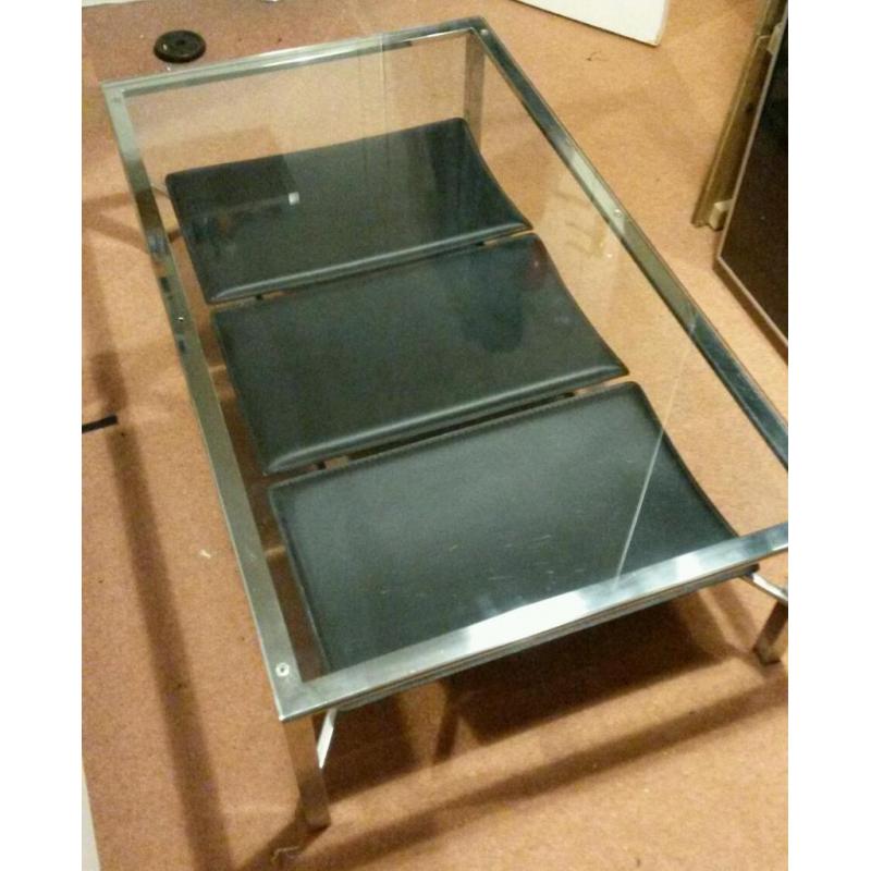 Plate Glass Top & Metal Coffee Table