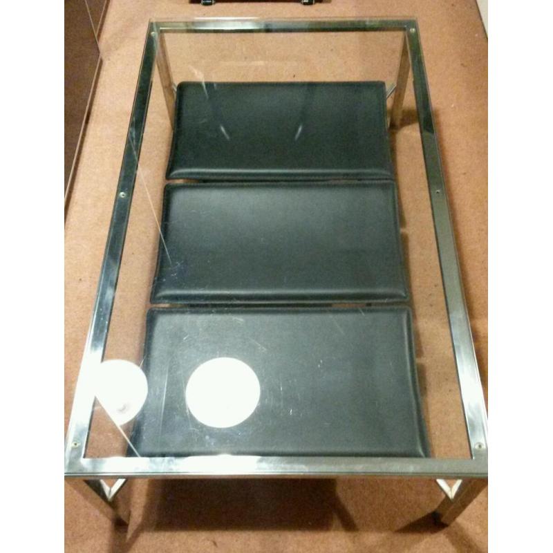 Plate Glass Top & Metal Coffee Table