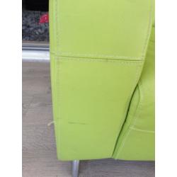 Lime green leather effect sofa