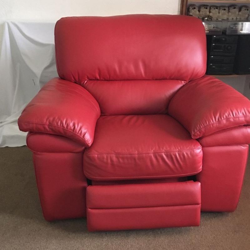 Red Leather Power Recliner Chair