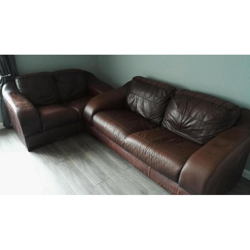 Brown leather sofas