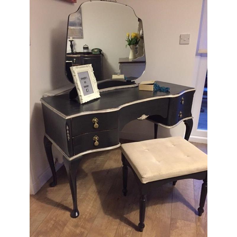 A beautiful classic style dressing table set, upcycled in chalk graphite colour