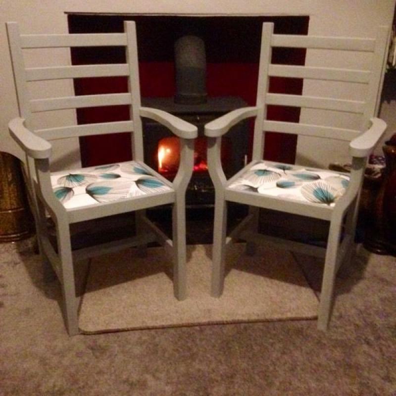 Pair of Shabby Chic Farmhouse Chairs