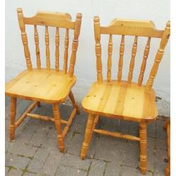 Four Solid Pine Farmhouse Chairs - Thick Stick Back - Very Comfortable Dining Chairs