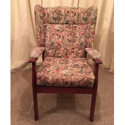 High Wing Back Armchair - Easy Chair - Floral Pattern OAP Chair